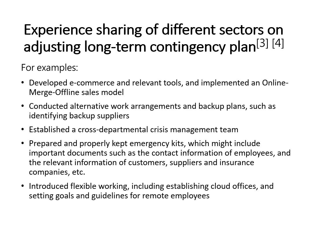 Experience sharing of different sectors on adjusting long-term contingency plans
